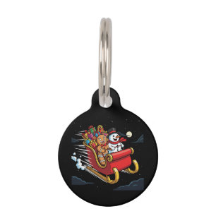 Cute Gingerbread Man & Snowman's Magical Christmas Pet Tag