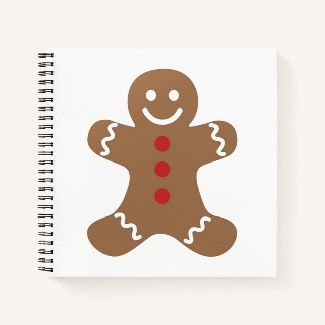Cute Gingerbread Man Square Notebook (Front)