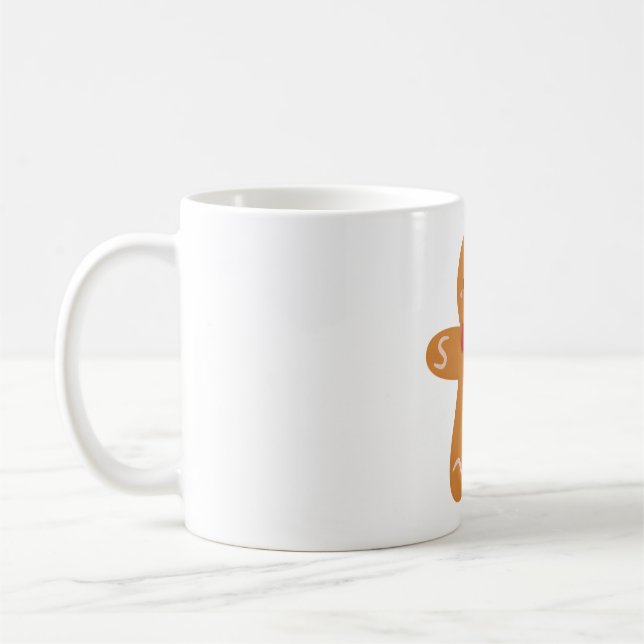 Cute Gingerbread Man with Bow Coffee Mug (Left)