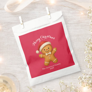 Cute Gingerbread Man with Santa Hat -  Favour Bag