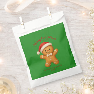 Cute Gingerbread Man with Santa Hat - Favour Bag