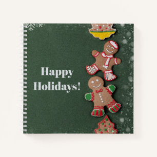 Cute Gingerbread Men and Snowflakes Notebook