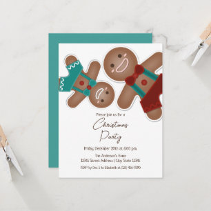 Cute Gingerbread Men Christmas Holiday Party Invitation