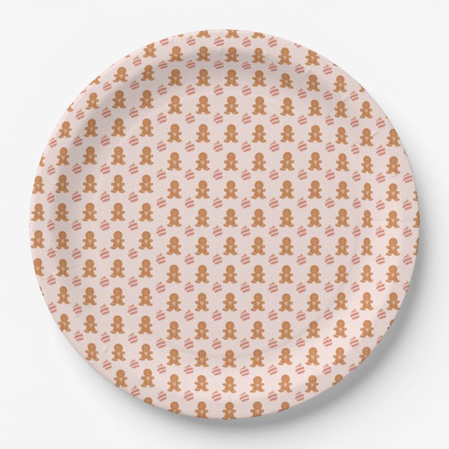  Cute Gingerbread Men Christmas Pattern Paper Plat Plate (Front)