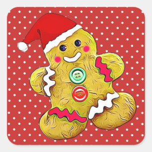 Cute Gingerbread Men Christmas Square Sticker