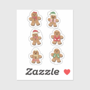 Cute Gingerbread Men Christmas Stickers Set