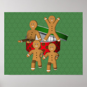 Cute Gingerbread Men Cookies Christmas Holiday Poster