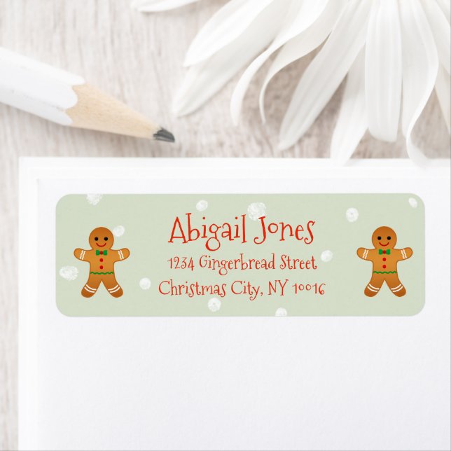 Cute Gingerbread Men Holiday Season Return Address Label (Insitu)