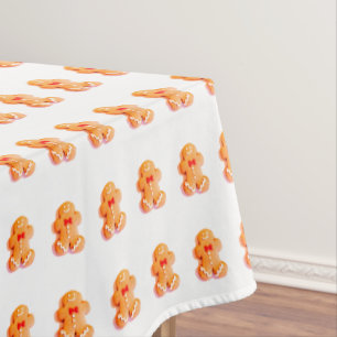 Cute Gingerbread Men Xmas Holiday 4Heather Tablecloth