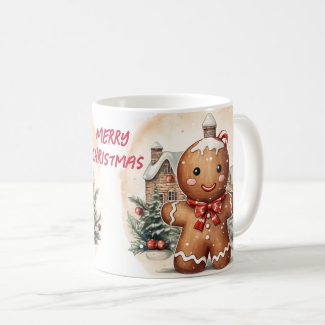 Cute Gingerbread Merry Christmas Coffee Mug (Front Right)