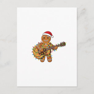 Cute Gingerbread Musician Playing Guitar   Announcement Postcard