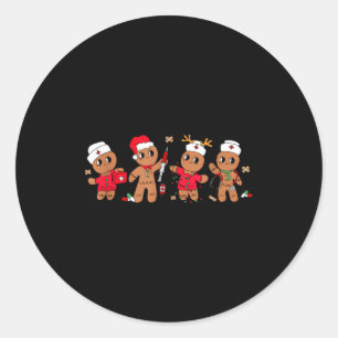 Cute Gingerbread Nurse Christmas Design Medical Hu Classic Round Sticker