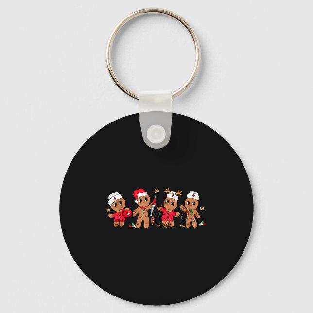 Cute Gingerbread Nurse Christmas Design Medical Hu Key Ring (Front)