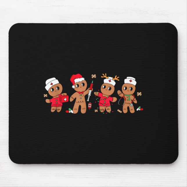 Cute Gingerbread Nurse Christmas Design Medical Hu Mouse Pad (Front)