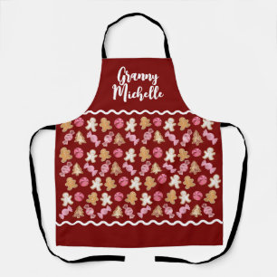 Cute Gingerbread Pattern Custom Holiday Baking Apron