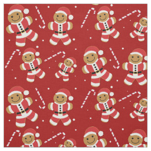 Cute Gingerbread Santa Christmas Fabric