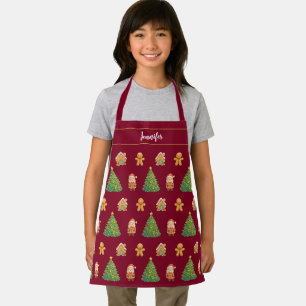 Cute Gingerbread Santa Pattern Cosy Kids Apron