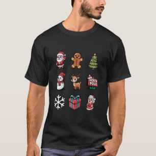 Cute Gingerbread Santa Snowman Reindeer Xmas T-Shirt