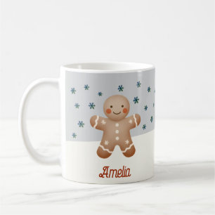Cute Gingerbread Snowflakes Drawing Name Christmas Coffee Mug