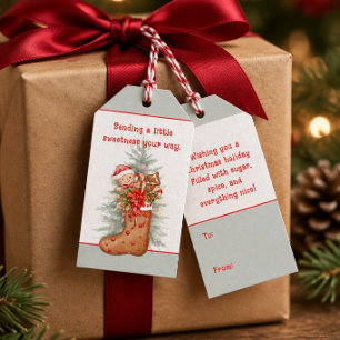 Cute Gingerbread Stocking Christmas To and From Gift Tags