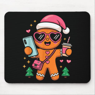 Cute Gingerbread Taking Selfie Christmas Pajama To Mouse Pad