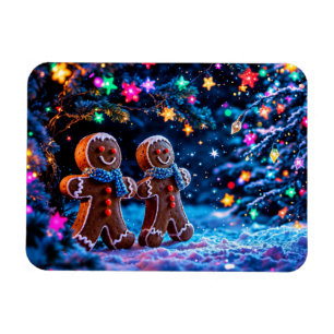 Cute gingerbread winter starry lights art magnet