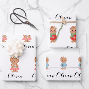 cute gingerbread  wrapping paper sheet