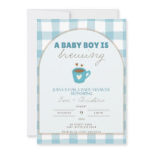Cute Gingham Baby is Brewing Shower Invitation