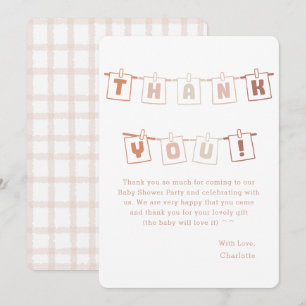 Cute Gingham Boho Notedry Baby Shower Thank You Card