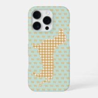 Cute Gingham Dachshund Monogram Duck Egg Blue