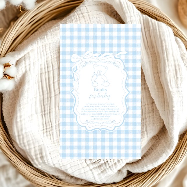 Cute Gingham French Teddy Bear  Books for Baby Enclosure Card (Creator Uploaded)