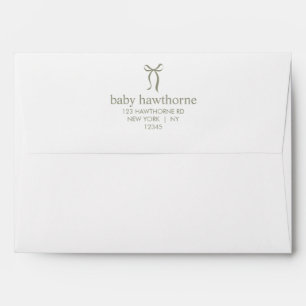 Cute Gingham Green Bow Return Address Envelope