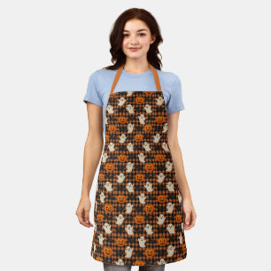 Cute, gingham halloween ghost pumpkin bats  apron