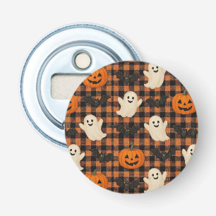 Cute, gingham halloween ghost pumpkin bats bottle opener
