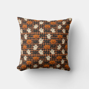Cute, gingham halloween ghost pumpkin bats cushion
