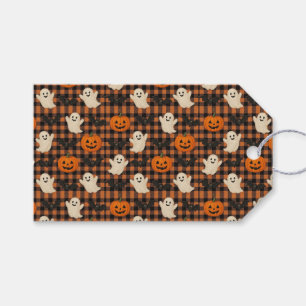 Cute, gingham halloween ghost pumpkin bats  gift tags