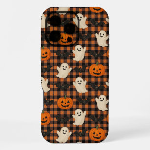 Cute, gingham halloween ghost pumpkin bats iPhone 16 pro max case