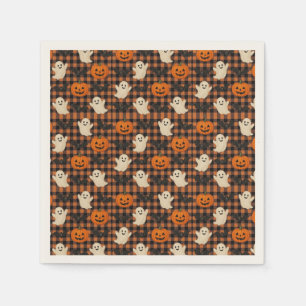 Cute, gingham halloween ghost pumpkin bats  napkin