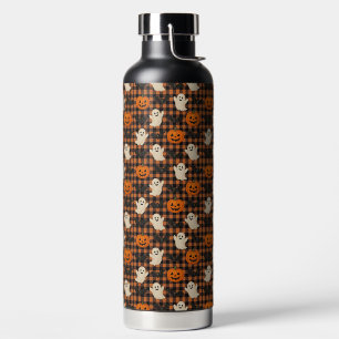 Cute, gingham halloween ghost pumpkin bats water bottle