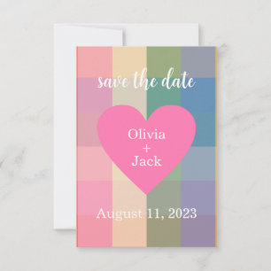 Cute Gingham Heart Save The Date