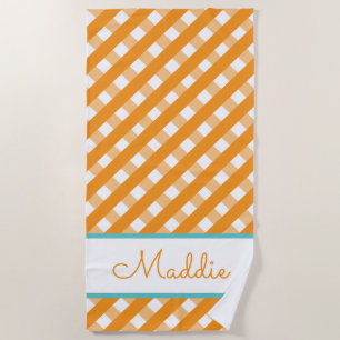 Cute Gingham Personalised Beach Towel