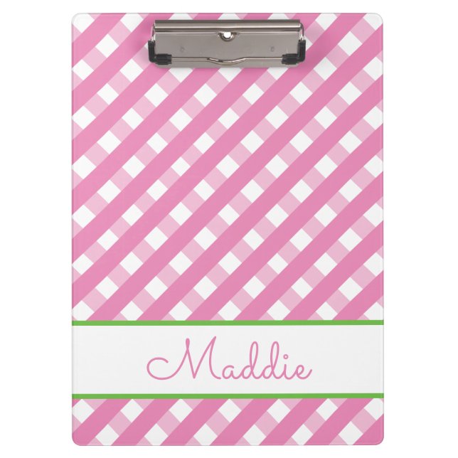 Cute Gingham Personalised Clipboard (Front)