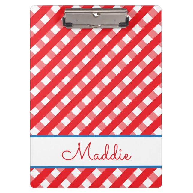 Cute Gingham Personalised Clipboard (Front)