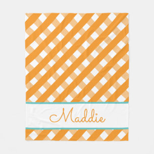 Cute Gingham Personalised Fleece Blanket