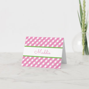 Cute Gingham Personalised Folded Note Cards