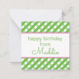 Cute Gingham Personalised Gift Enclosure Cards
