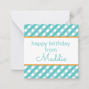 Cute Gingham Personalised Gift Enclosure Cards