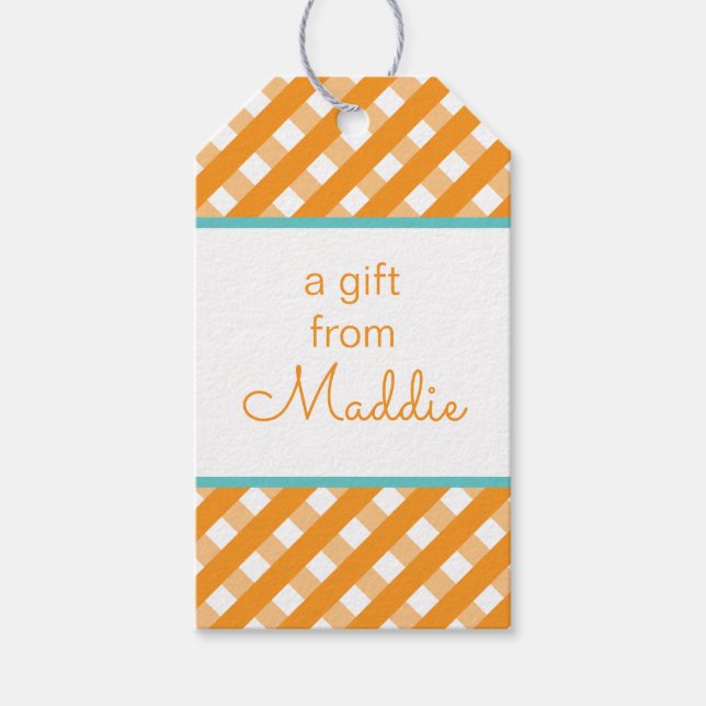 Cute Gingham Personalised Gift Tags (Front)