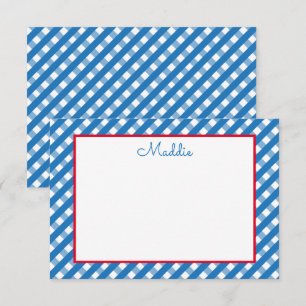 Cute Gingham Personalised Note Cards