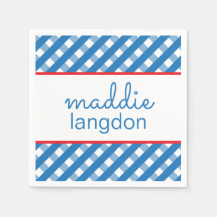 Cute Gingham Personalised Party Napkins